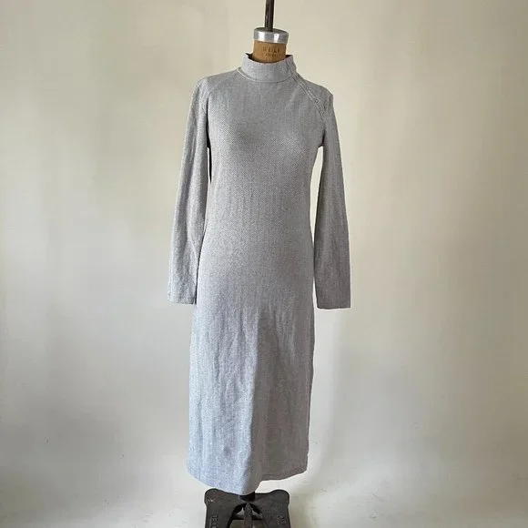 Synergy Organic Clothing | Dresses | Synergy Organic Heather Grey Chevron  Long Sleeve Dress Mock Neck Size Xs | Poshmark